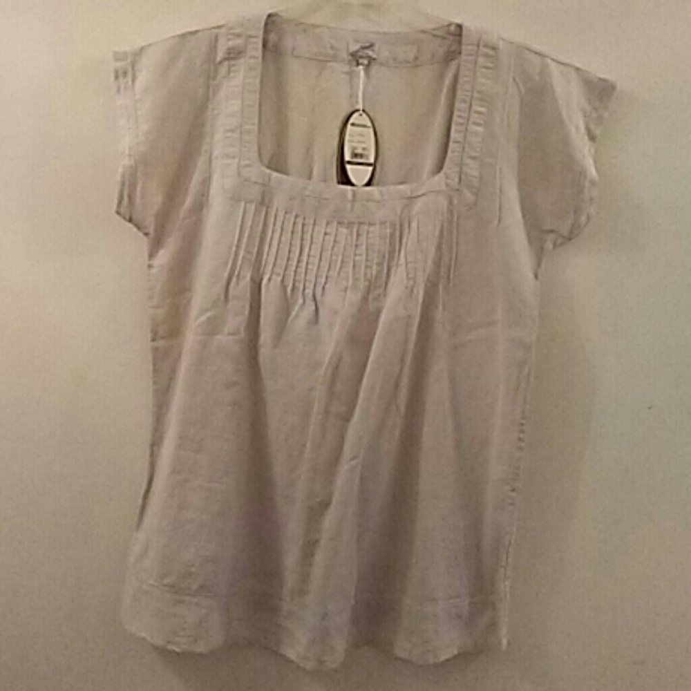 New square neck blouse natural tone